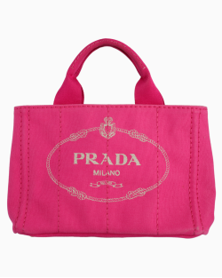 Bolsa Prada Canapa Logo Print Small Tote Pink