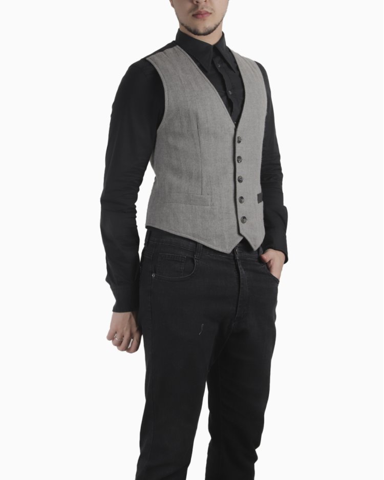 Colete Galliano Original Lã Cinza Masculino