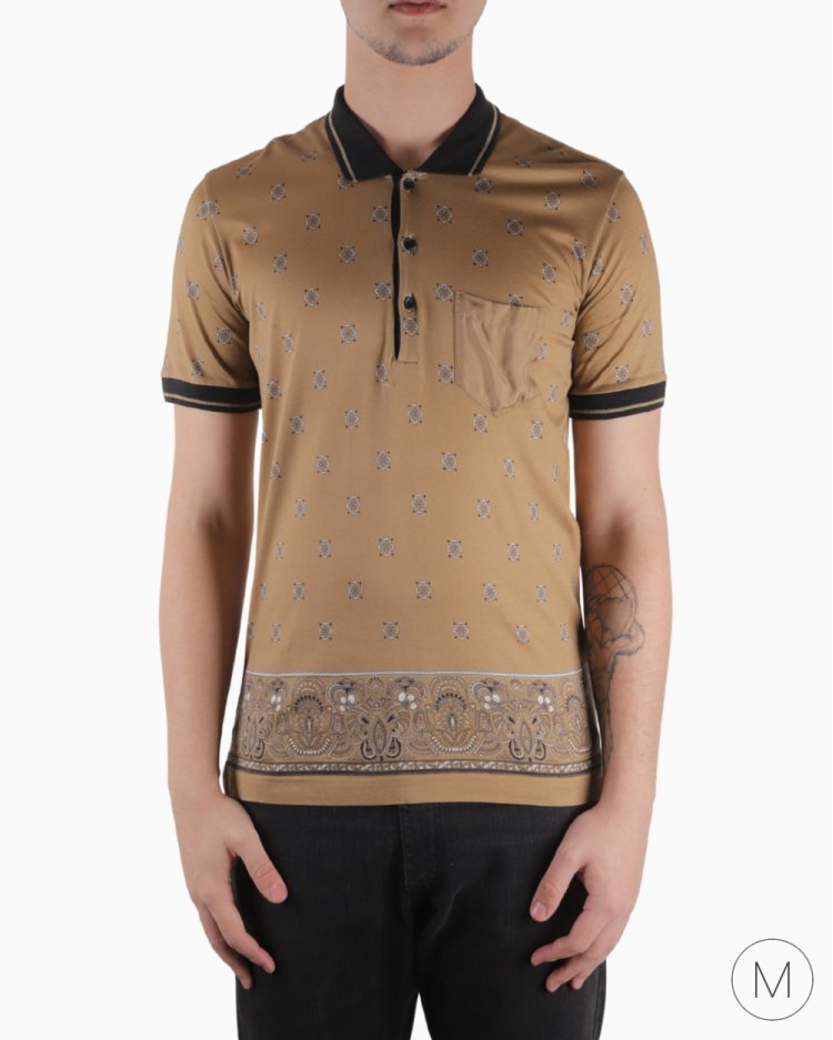 Camisa Dolce & Gabbana Original Polo Estampada Marrom Masculina