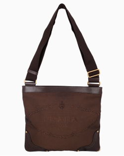 Bolsa Prada Logo Messenger Jacquard Marrom