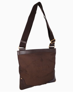 Bolsa Prada Logo Messenger Jacquard Marrom