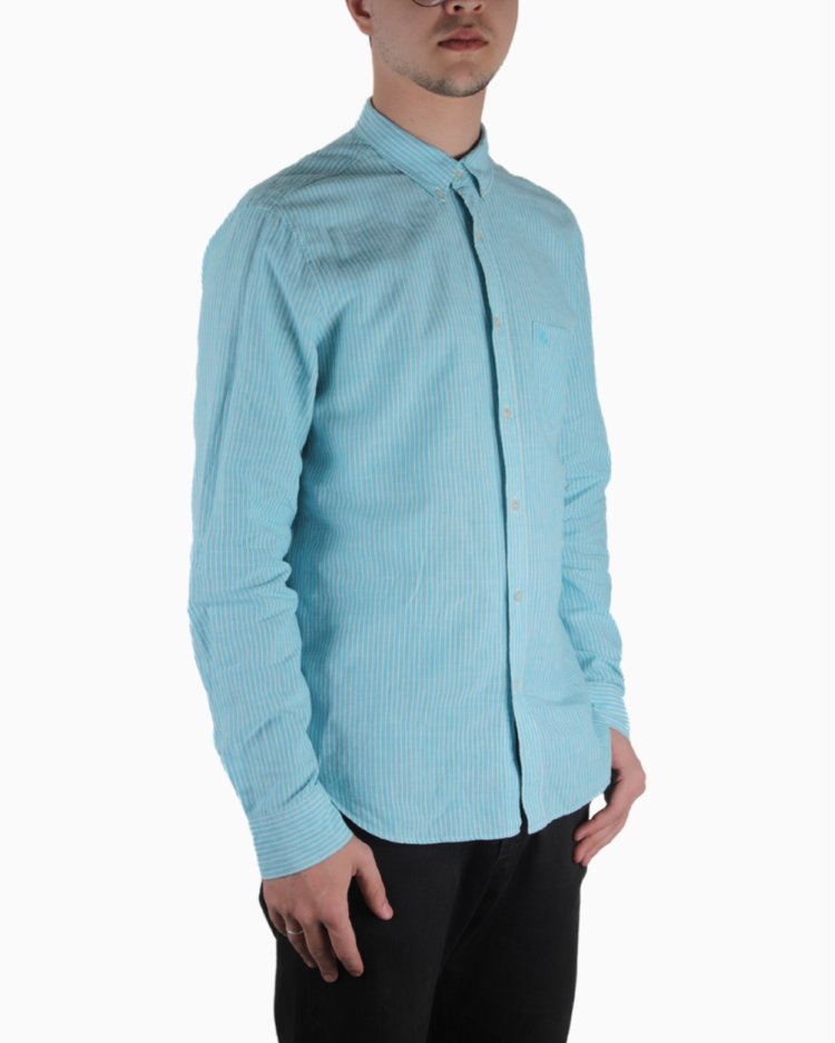 Camisa Burberry Original Listrada Azul Feminina