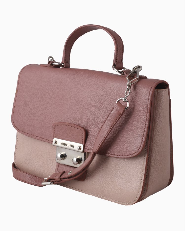 Bolsa Miu Miu Original Madras Push Lock Top Handle Rosa Feminina