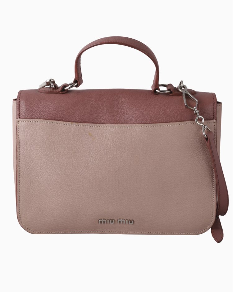Bolsa Miu Miu Original Madras Push Lock Top Handle Rosa Feminina