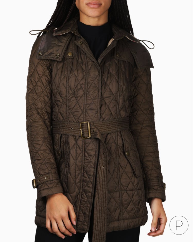 Casaco Burberry Original Midi Matelassê Verde Musgo Feminino