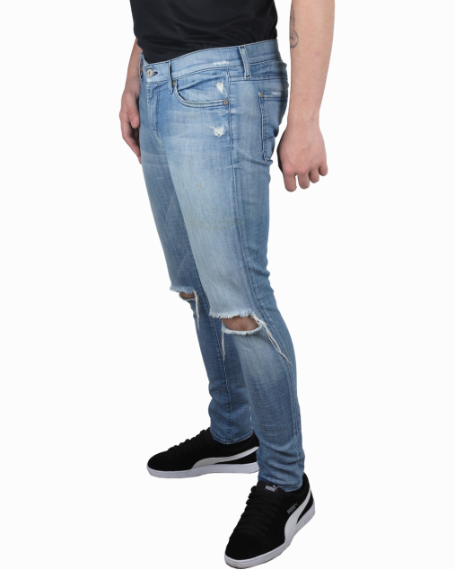 Calça Seven For All Mankind Original Jeans Destroyed Azul Feminina