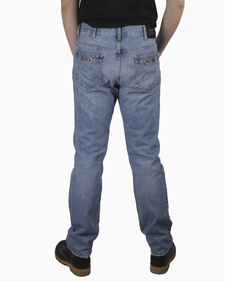Calça Gucci Original Jeans Horsebit Azul Masculina