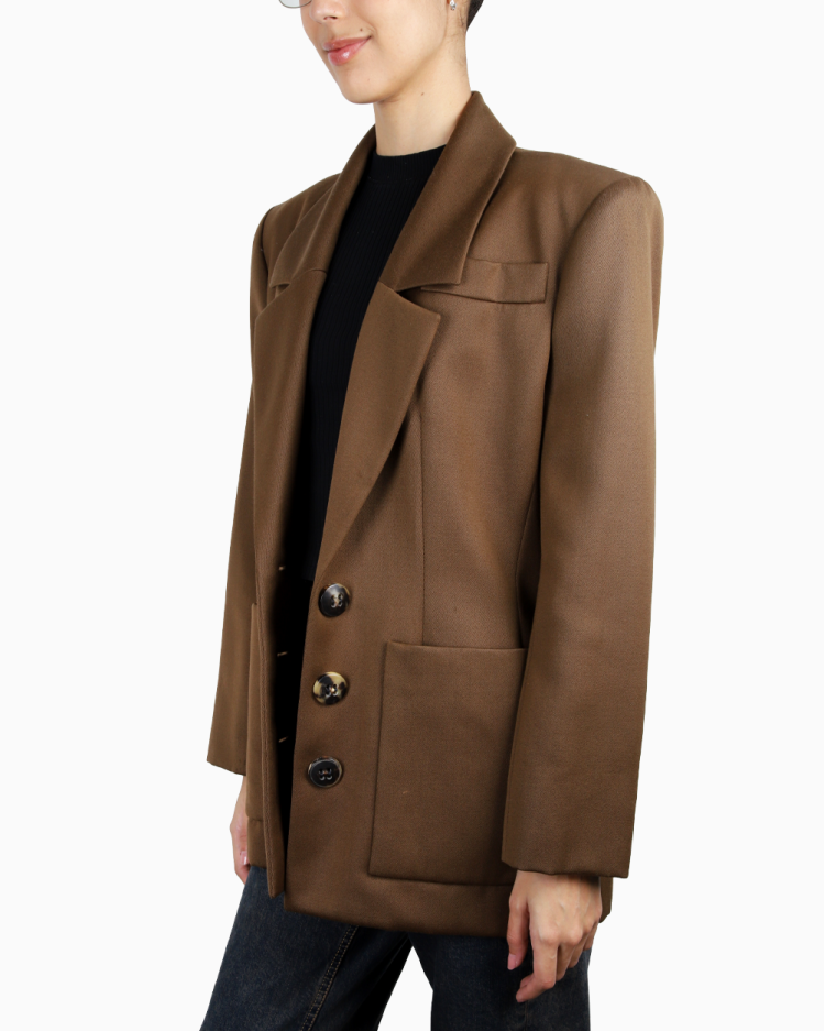 Blazer Saint Laurent Original Lã Marrom Feminino