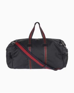 Mala Gucci Animalier Canvas Web Duffle Preta