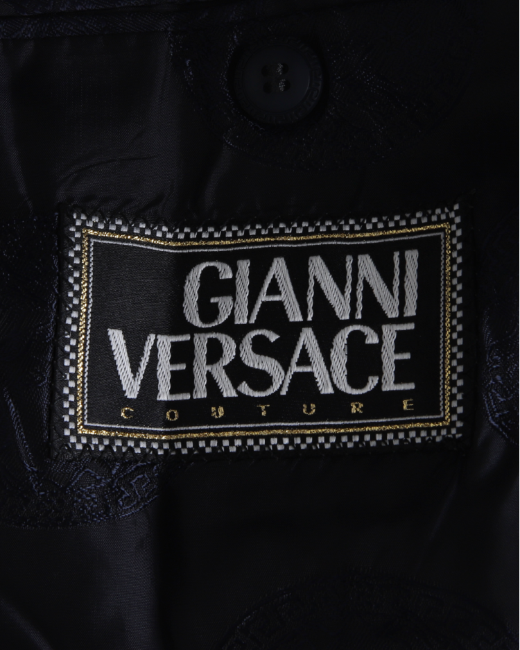 GIANNI VERSACE ペイズリー スエード スーツ 38 M位 黒 Blazer Versace Original Lã Preto Masculino