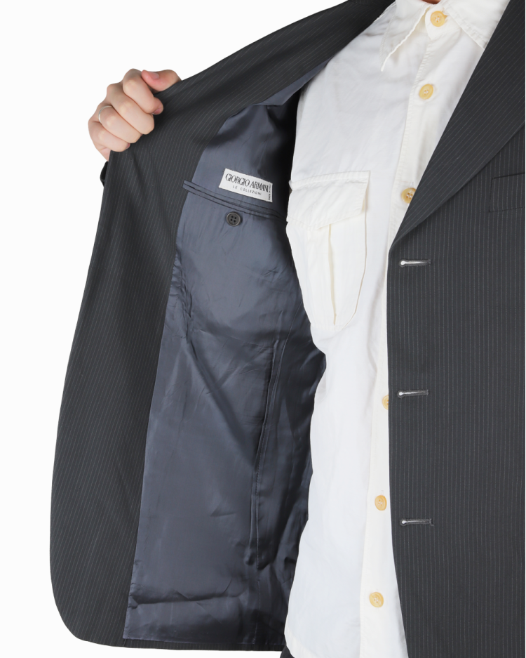 GIORGIO ARMANI 70s 80s初期　ririジップ メンズ 48 Blazer Giorgio Armani Original Risca de Giz Cinza Masculino