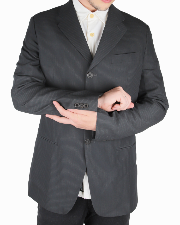 Blazer Giorgio Armani Original Risca de Giz Cinza Masculino