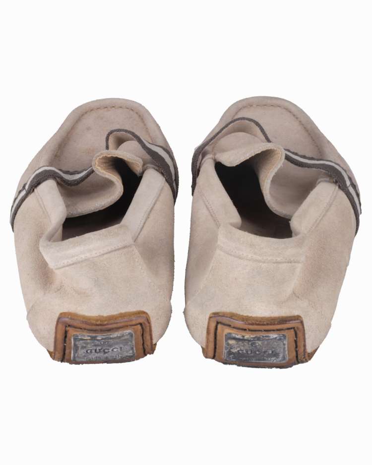 ITALY製 GUCCI ドライビングシューズ 薄灰 8 1/2 G 27.5 Sapato Gucci Original Camurça Cinza Masculino