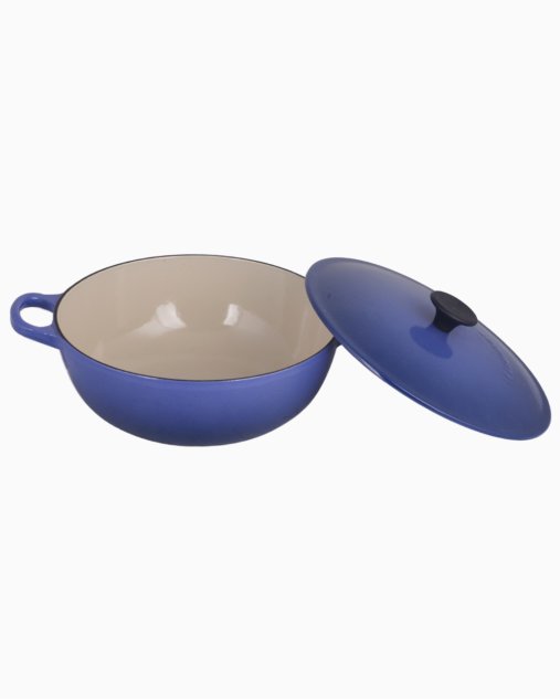 Poêlon / Casserole Le Creuset 22 Cm – Motif Fleurs Bleues – Vintage, Bon état