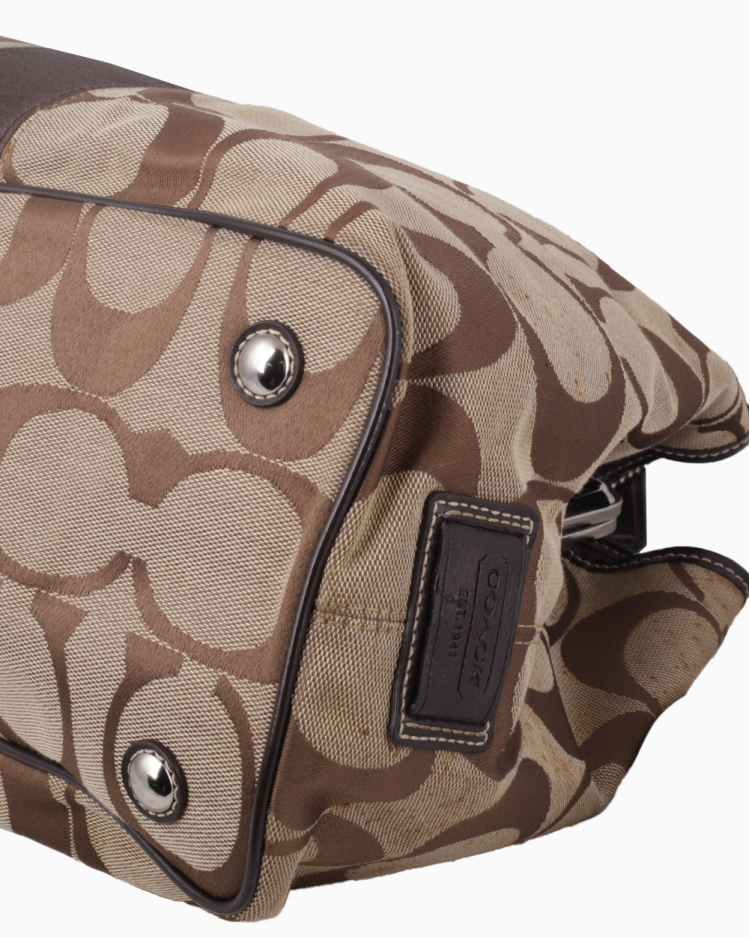Bolsa Coach Original Vintage Kisslock Tote In Signature Marrom