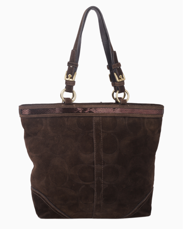 バッグ Vintage Coach Leather Tote Bag Brown Bolsa Coach Original Vintage In Signature Camurça Tote Marrom Feminina