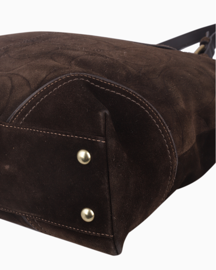 Bolsa Coach Original Vintage In Signature Camurça Tote Marrom Feminina