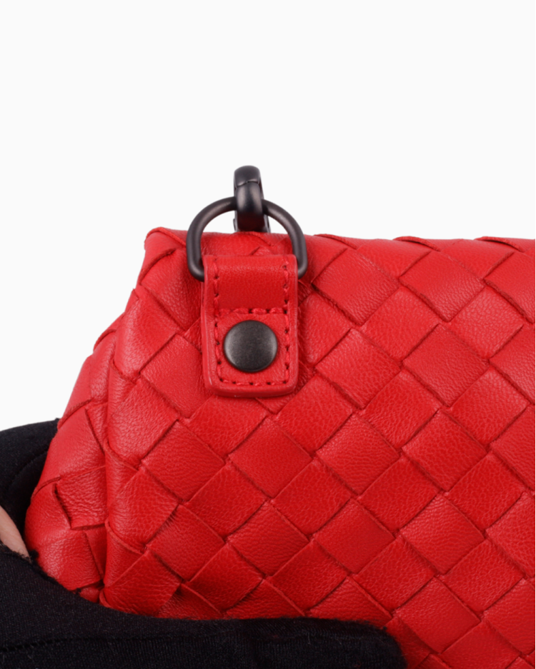 Bolsa Bottega Veneta Original Intrecciato Crossbody Vermelha Feminina
