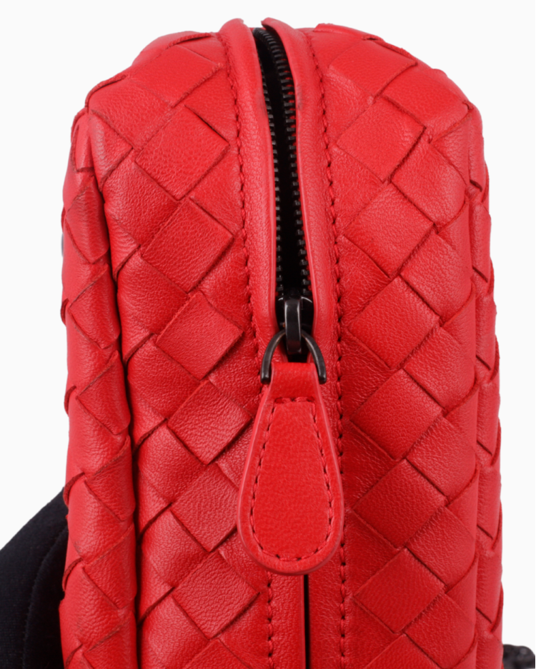 Bolsa Bottega Veneta Original Intrecciato Crossbody Vermelha Feminina