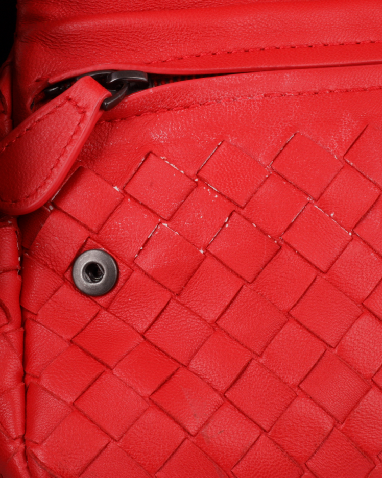 Bolsa Bottega Veneta Original Intrecciato Crossbody Vermelha Feminina