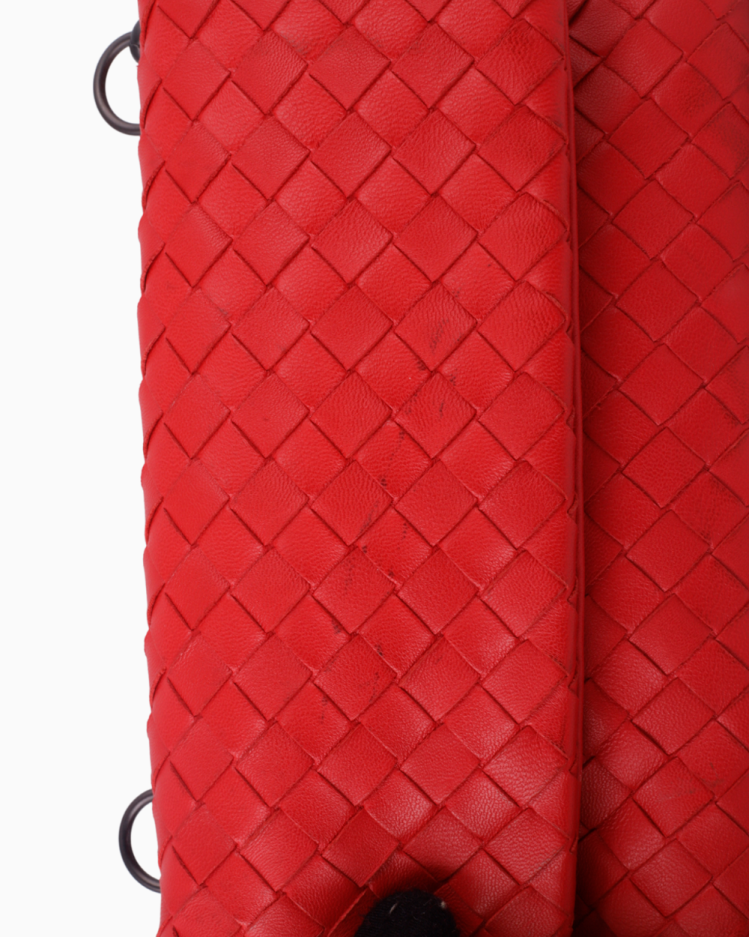 Bolsa Bottega Veneta Original Intrecciato Crossbody Vermelha Feminina