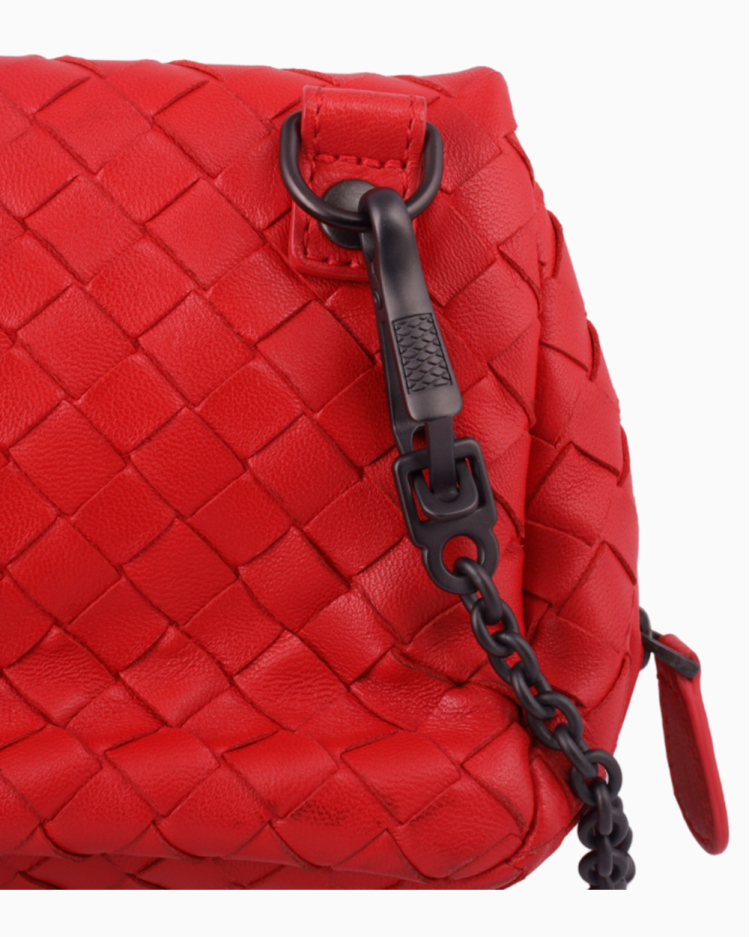 Bolsa Bottega Veneta Original Intrecciato Crossbody Vermelha Feminina