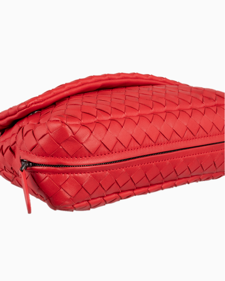 Bolsa Bottega Veneta Original Intrecciato Crossbody Vermelha Feminina