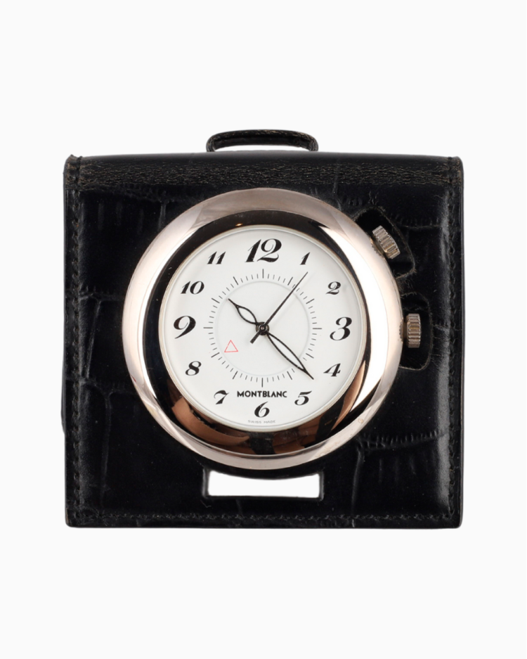 時計 Montblanc Travel Timepiece 29314 Relógio Montblanc De Bolso Original Travel Time Prata Masculino