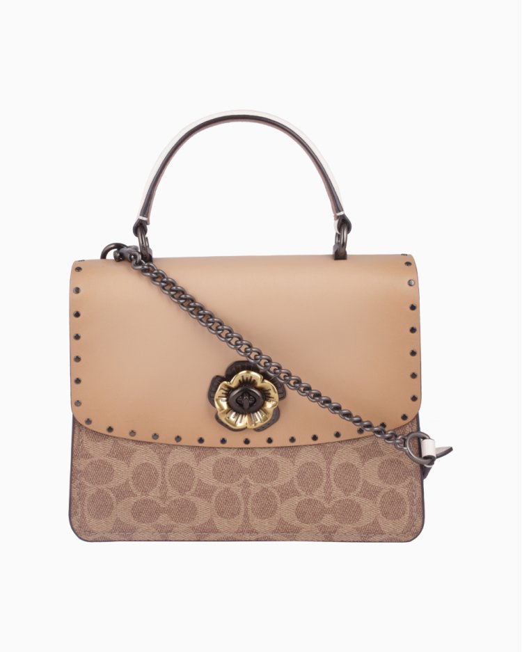 Bolsa Coach Original Flower Lock Top Handle Bege Feminina