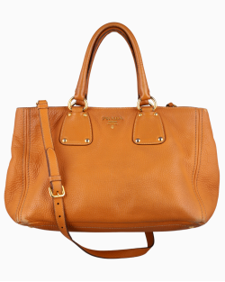 Bolsa Prada Vitello Daino Satchel Caramelo