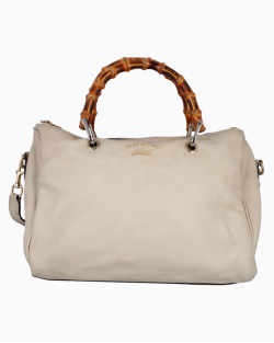 Bolsa Gucci Bamboo Shopper Boston Off White