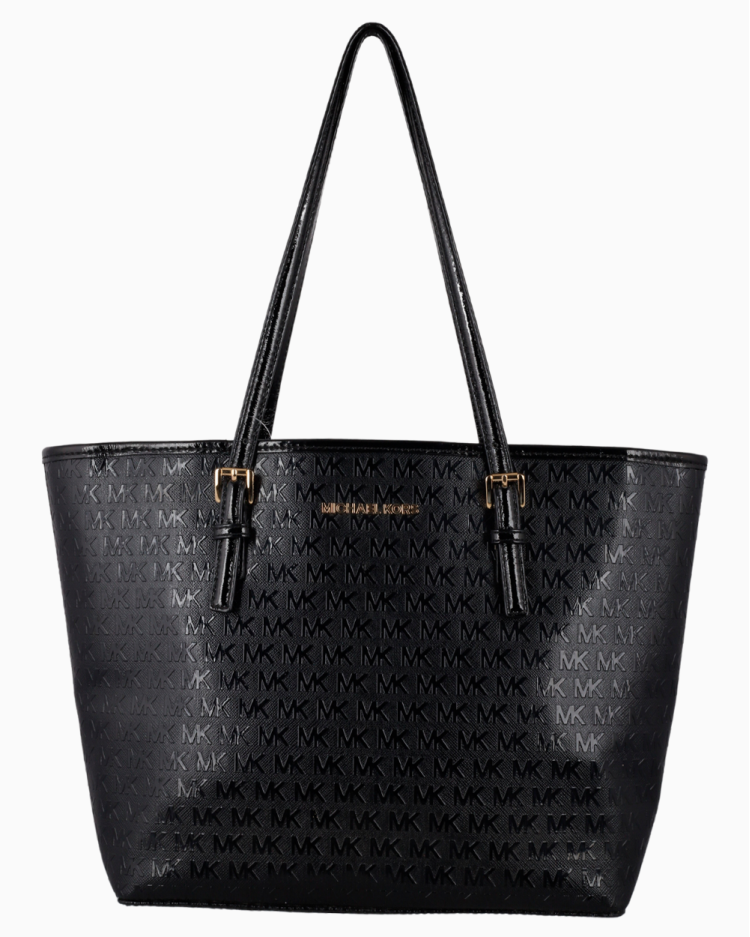 バッグ MICHAEL KORS MK total pattern 2way bag Bolsa Michael Kors Original Tote Couro Envernizado Preta Feminina