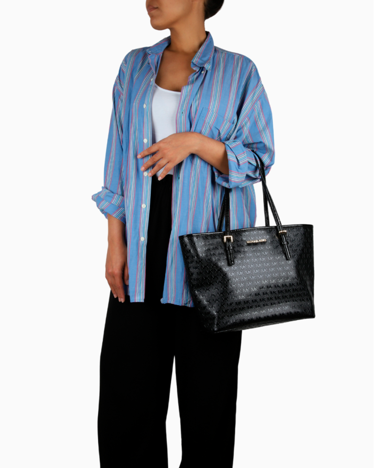 Bolsa Michael Kors Original Tote Couro Envernizado Preta Feminina
