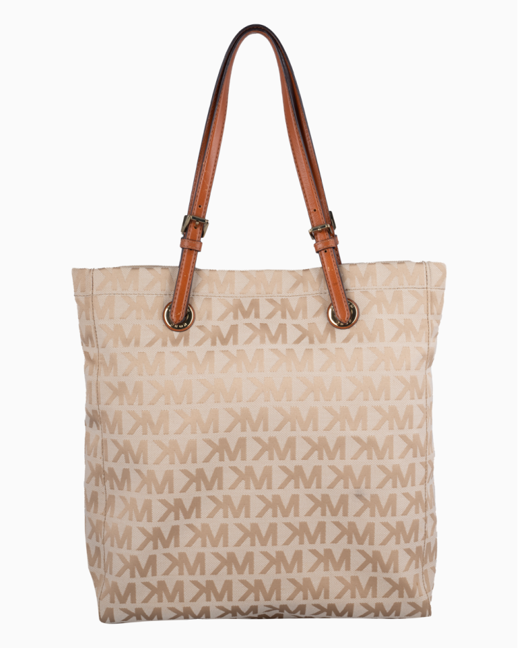 Bolsa Michael Kors Original Jet Set North South Monograma Bege