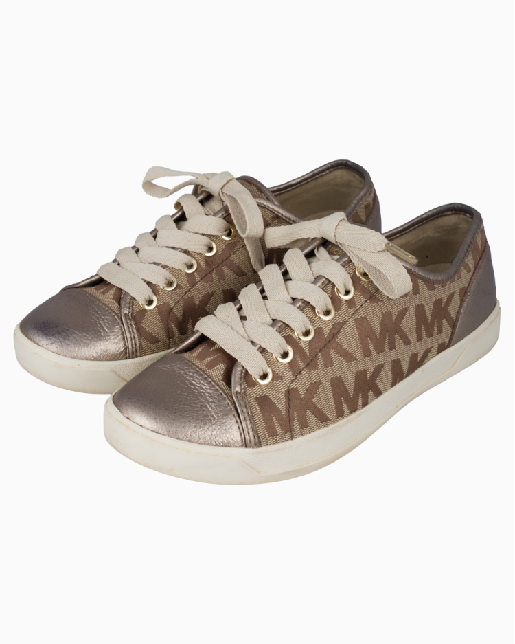 Tênis Michael Kors Original Monograma Dourado Feminino