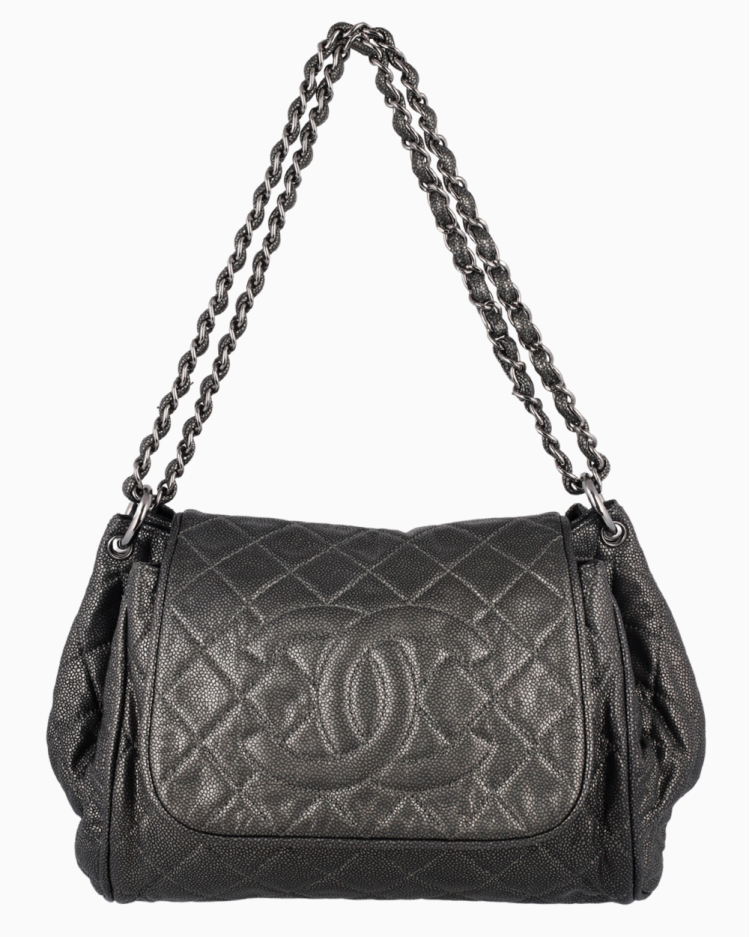 Bolsa Chanel Original Timeless Accordion Flap Chumbo Feminina