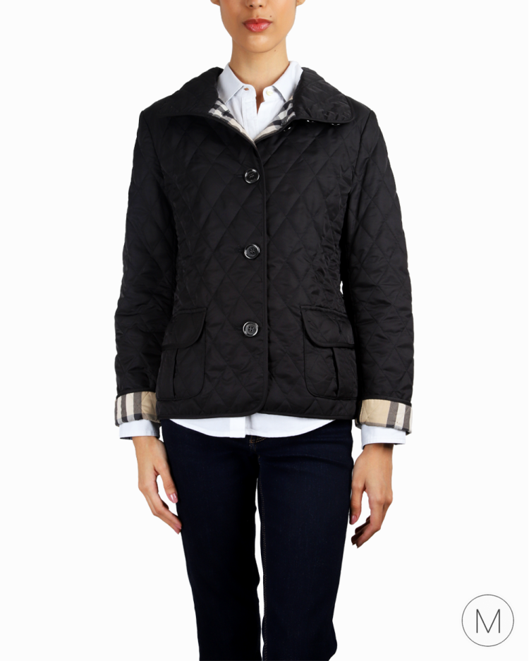 Jaqueta Burberry Original Nylon Matelassê Preta Feminina