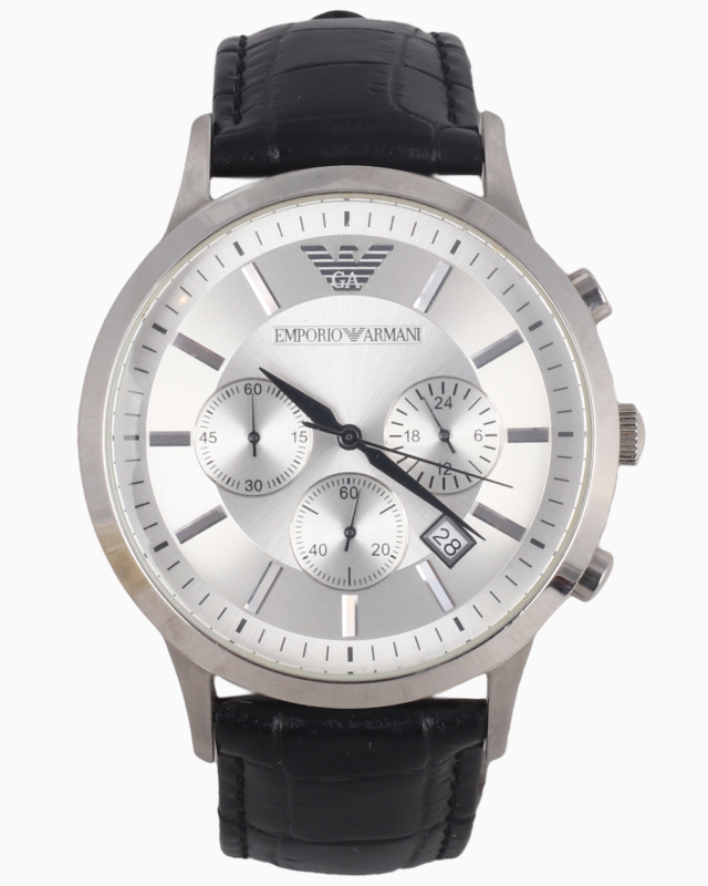 Relógio Emporio Armani Original AR2432 Prata e Preto Masculino