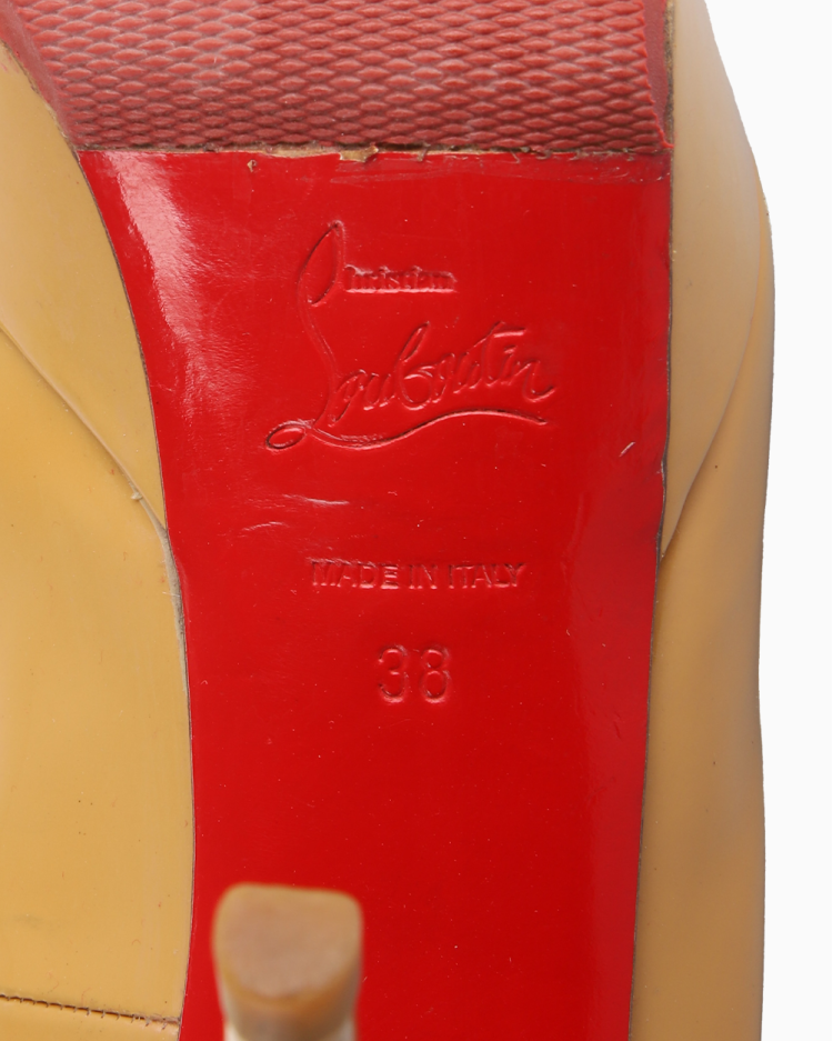 Sapato Louboutin Original Bianca Verniz Bege Feminino