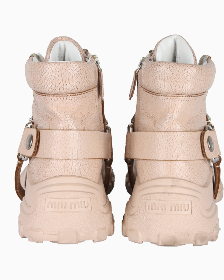 Tênis Miu Miu Original Cano Alto Tratorado Crystal Rosê Feminino