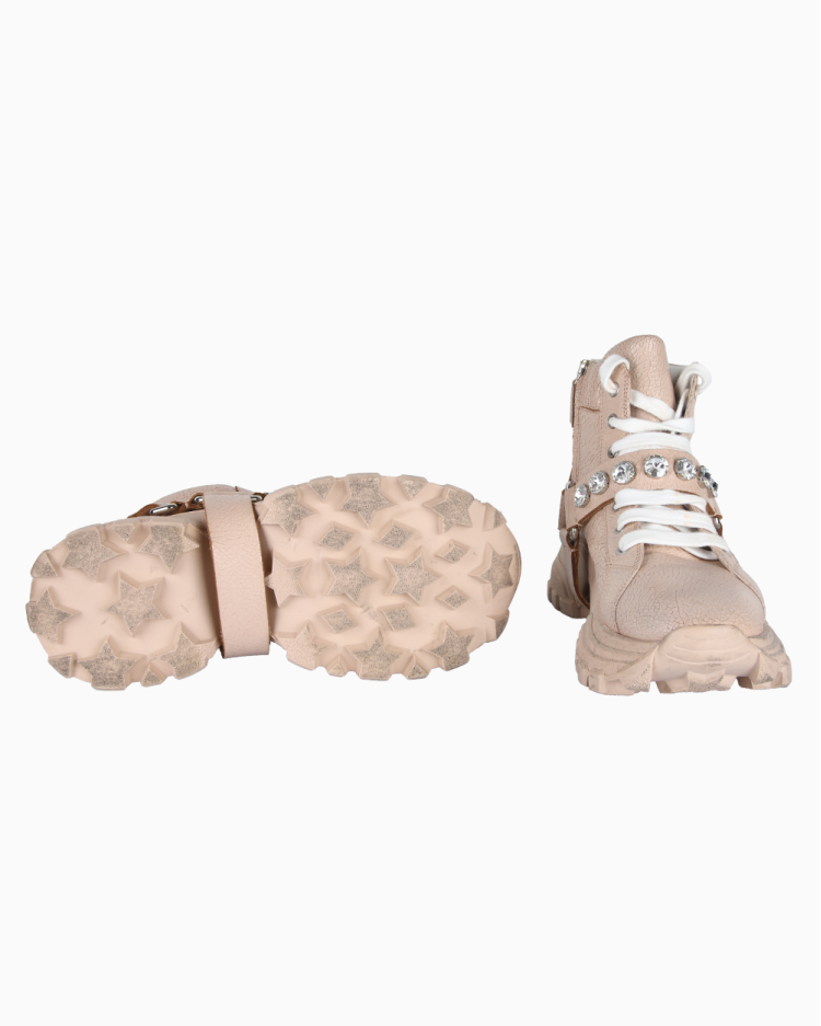 Tênis Miu Miu Original Cano Alto Tratorado Crystal Rosê Feminino