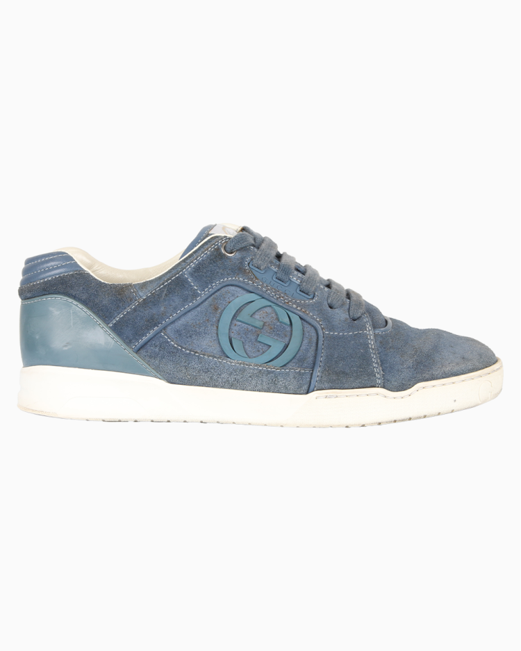 Tênis Gucci Original Interlocking Camurça Azul Masculino