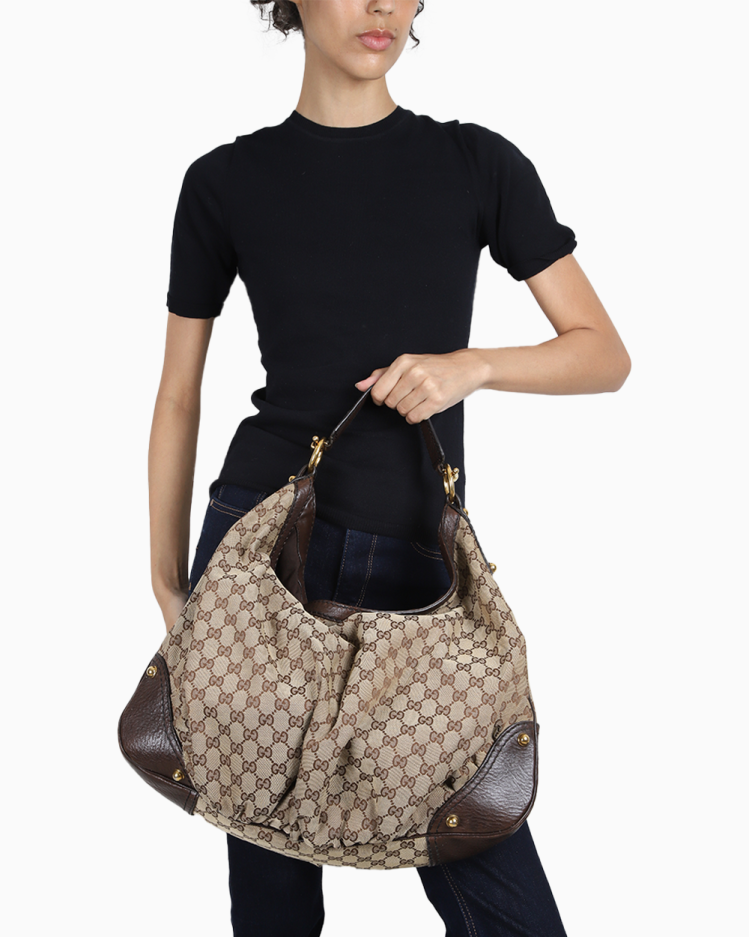 Bolsa Gucci Original Jockey Large Canvas GG Supreme Feminina