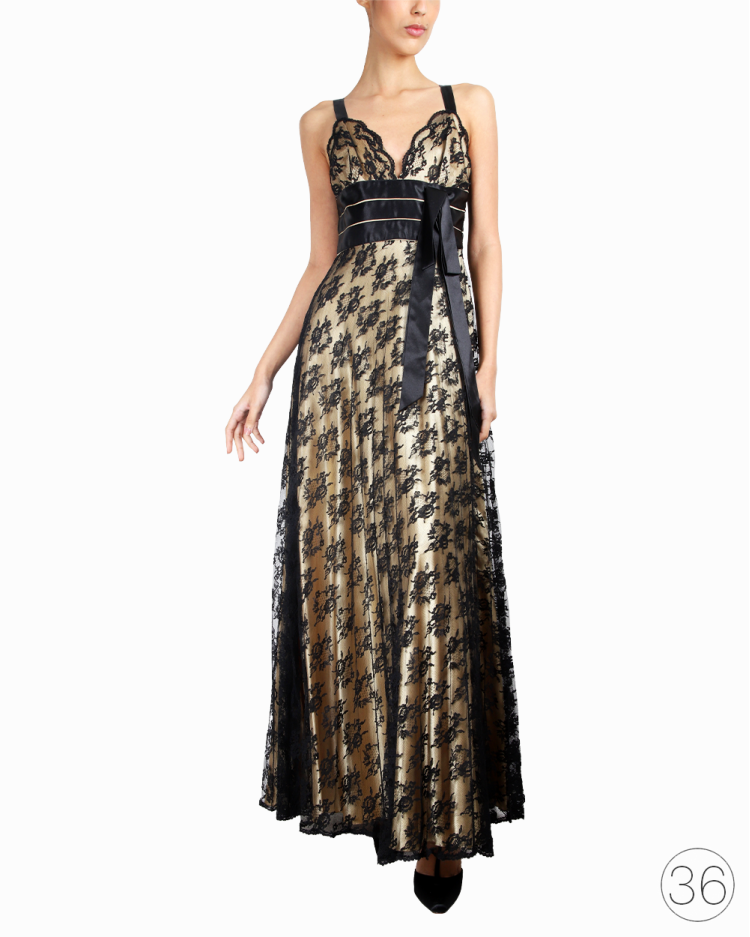 Vestido Candy Brown Original Longo Rendado Bicolor Feminino