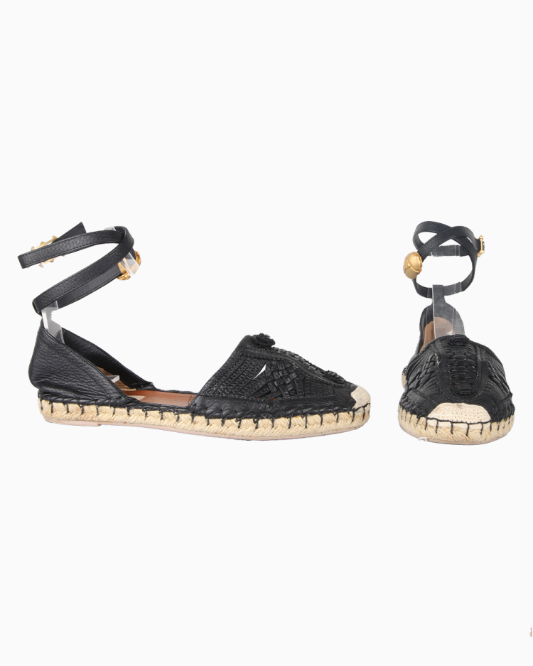 Espadrille Valentino Original Couro Preta Feminina
