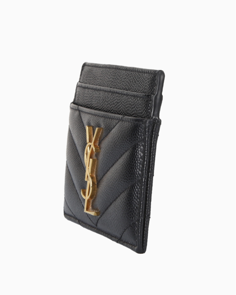 Porta Cartão Saint Laurent Original YSL Matelassê Preto Feminino