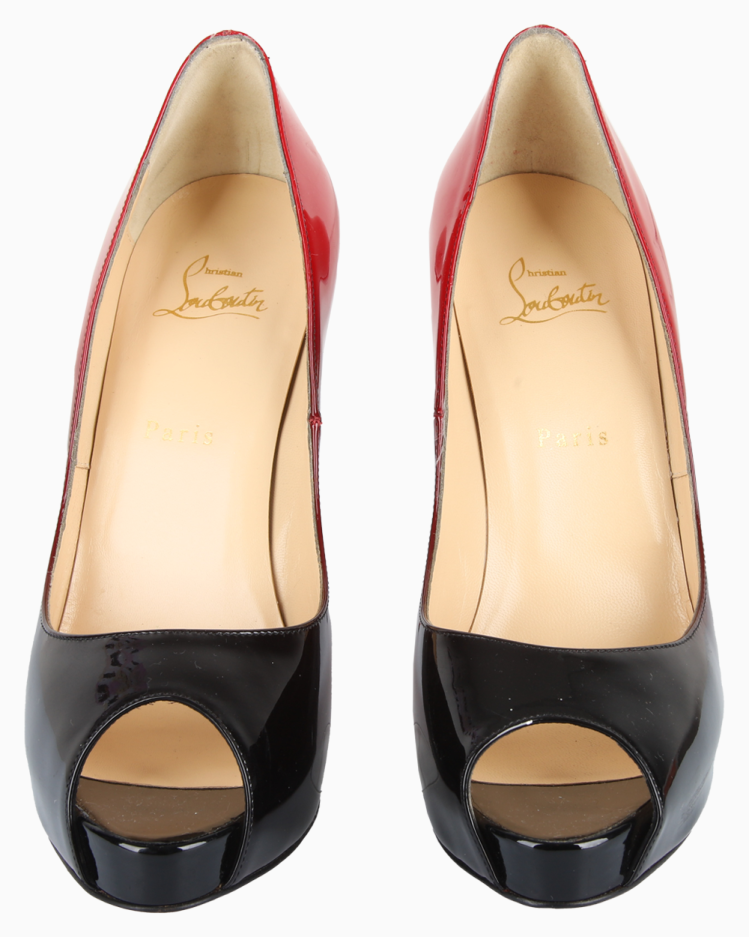 Sapato Louboutin Original New Very Prive 120 Preto e Vermelho Feminino