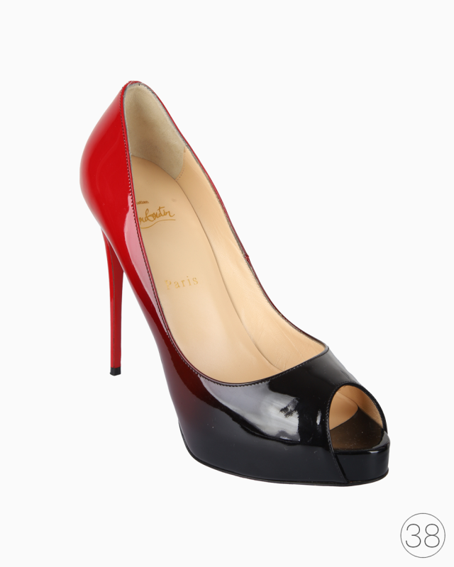 Escarpins Christian Louboutin New Very Prive - Talons 12cm, Taille 37, Noir Verni, Avec Facture