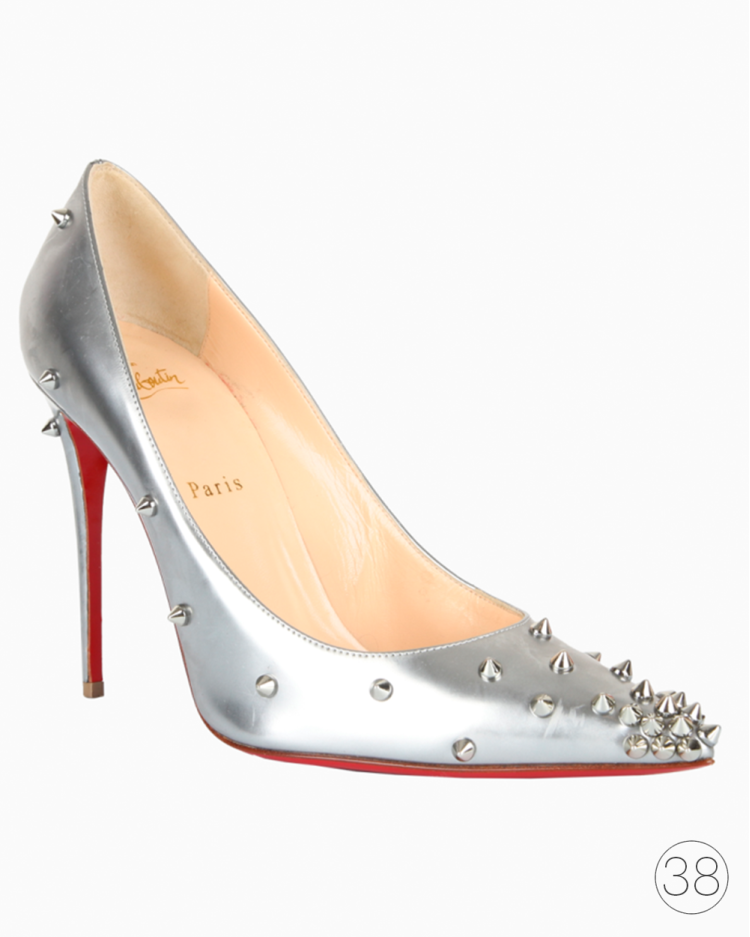 Scarpin Louboutin Original Kid Degraspike 100 Prata Feminino