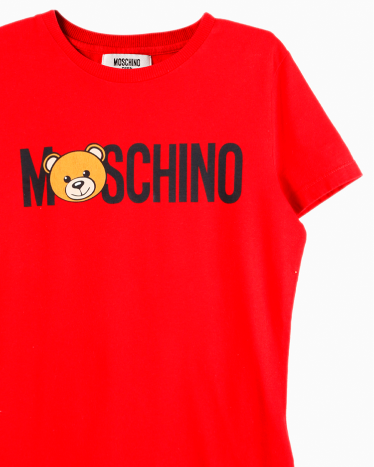 Camiseta Infantil Moschino Original Logo Vermelha
